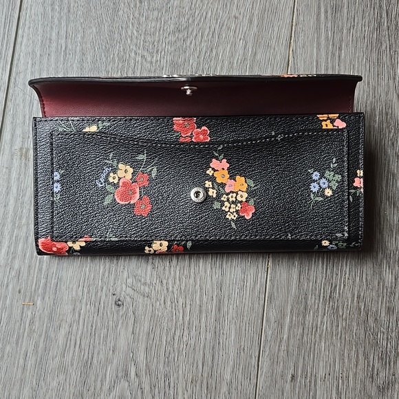 Coach Wild Flower Print Envelope Wallet Black Like New - Picture 4 of 4
